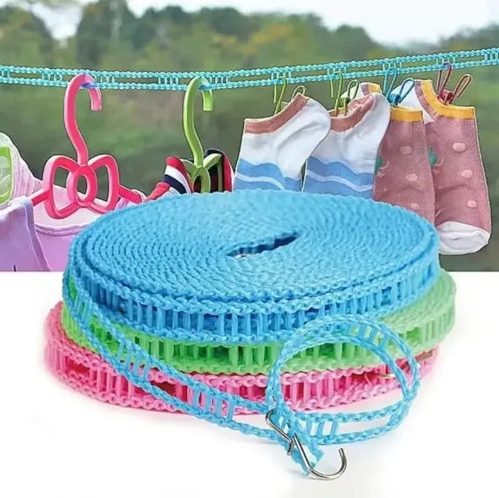 5 m16 feet Multi-Function Anti-Wind Rope Anti Slip Clothes line Cloth Hanging Rope With - hanger