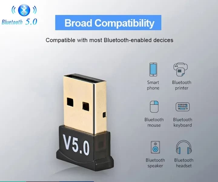 Bluetooth 5.0 Adapter USB Dongle Music Audio Receiver For PC Laptop Computer