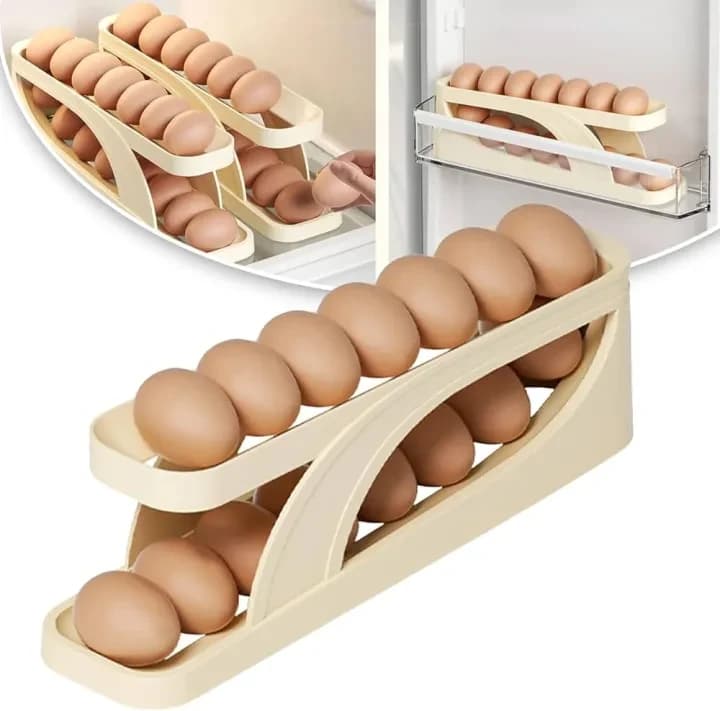 Creative Plastic Slide Refrigerator Egg Holder Automatic Egg Rack Freshable Eggs Storage Container Dispenser