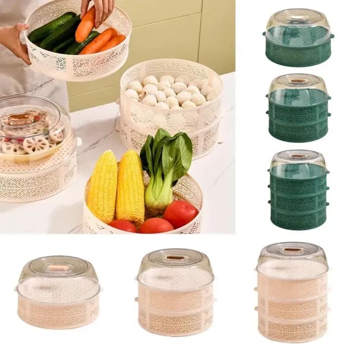 Food Insulation Covers 5 Layer Transparent Stackable Dustproof Leftovers Food Storage Box Container Kitchen Organization food cover food safety