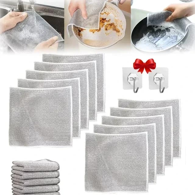 Magic Cleaning Cloth Kitchen Dishwashing Towel Metal Steel Wire Cleaning Rag For Dish Pot Cleaning Tools - Dish Cloth & Towels