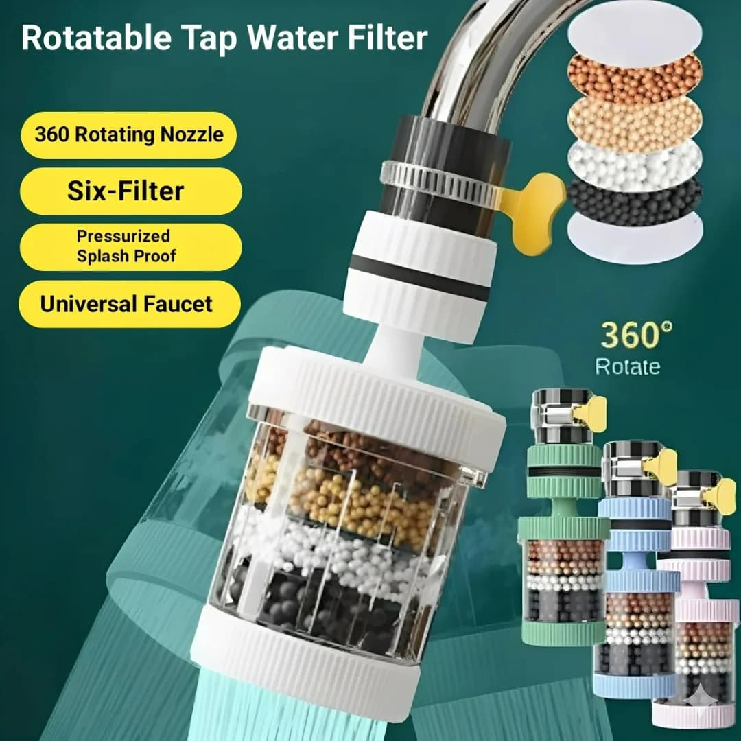 6 Layer Protection Tap Water Filter For Kitchen - 360 Degree Rotate Tap Water Filter Kitchen Sink Water Filter Universal Tap Filter