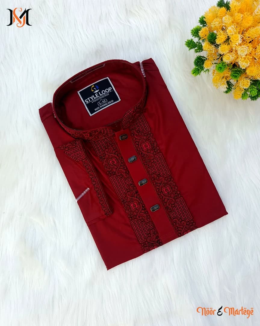 প্রিমিয়াম Red অরিজিনাল ইন্ডিয়ান সফট শাটন কটন পাঞ্জাবি – আরাম, স্টাইল ও দীর্ঘস্থায়ী গুণগত মানের নিশ্চয়তা