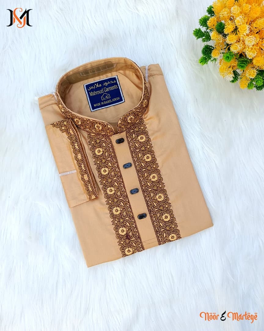 প্রিমিয়াম Beige Colored অরিজিনাল ইন্ডিয়ান সফট শাটন কটন পাঞ্জাবি – আরাম, স্টাইল ও দীর্ঘস্থায়ী গুণগত মানের নিশ্চয়তা