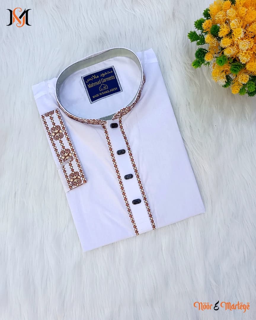 প্রিমিয়াম White অরিজিনাল ইন্ডিয়ান সফট শাটন কটন পাঞ্জাবি – আরাম, স্টাইল ও দীর্ঘস্থায়ী গুণগত মানের নিশ্চয়তা