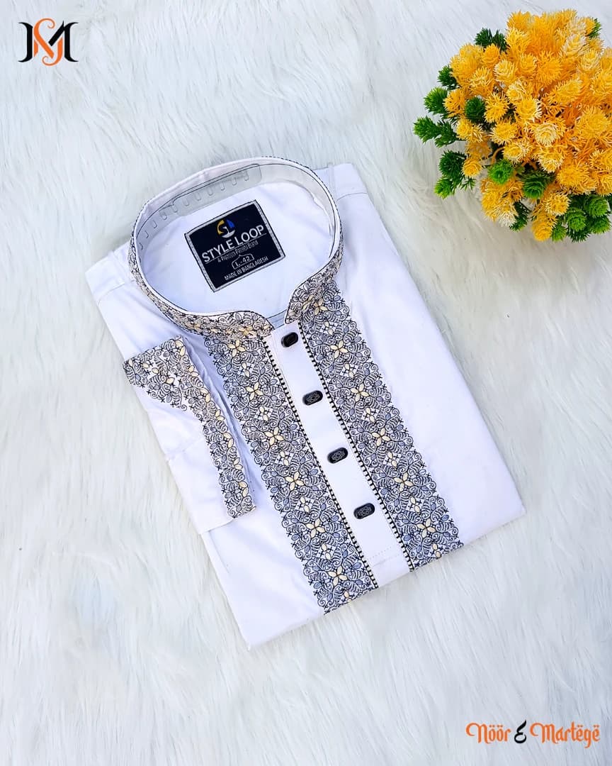 লাক্সারী White অরিজিনাল ইন্ডিয়ান সফট শাটন কটন পাঞ্জাবি – আরাম, স্টাইল ও দীর্ঘস্থায়ী গুণগত মানের নিশ্চয়তা